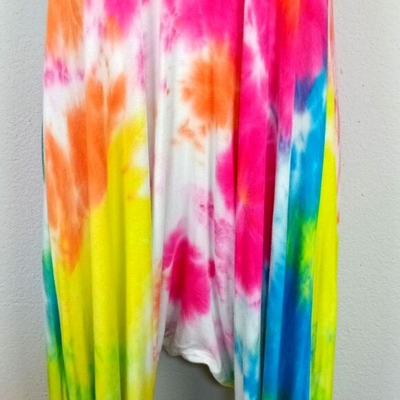 Women Multi Colorful Tie-Dye Jumpsuit sz M Boho Hippie - Picture 6 of 11